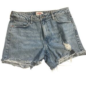 Wrangler Women's Distressed Blue Jean Roll Shorts